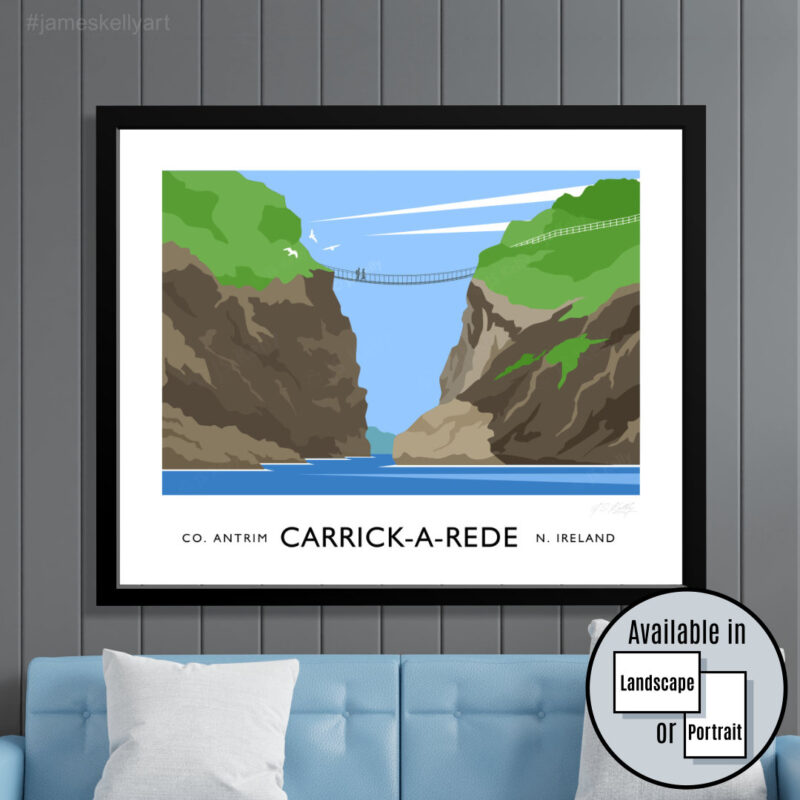 Carrick Rope Icon Carrick-A-Rede Rope Bridge travel poster – JAMES KELLY ART