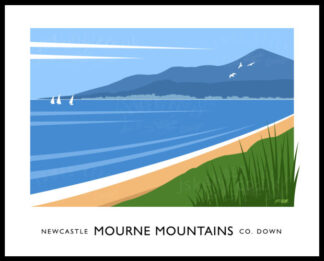 Art print of the Mourne Mountains at Murlough Bay near Newcastle, County Down.