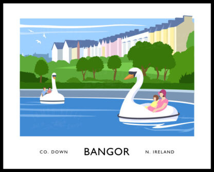 Vintage style art print of Pickie Fun Park in Bangor, County Down