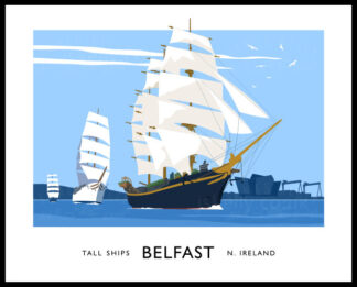 Vintage style art print to commemorate the Stall Ships Festival at Belfast, Northern Ireland.