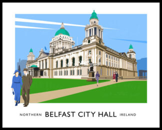 Vintage style art print of Belfast City Hall