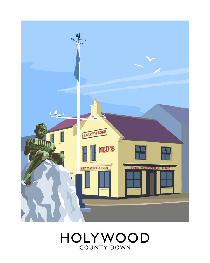 HOLYWOOD (Maypole) travel poster JAMES KELLY ART