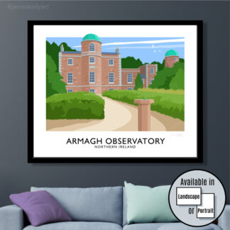 Vintage style poster art print of Armagh Observatory