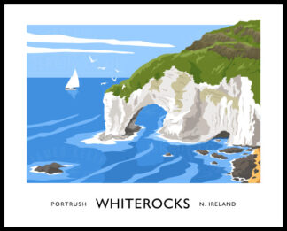 Vintage style art print of Whiterocks near Portrush, County Antrim