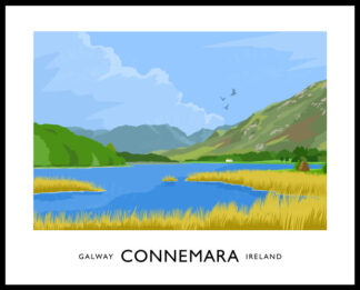 Vintage style art print of Connemara, County Galway