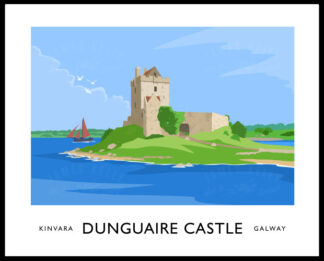 Vintage style art print of Dunguaire Castle at Kinvara, County Galway