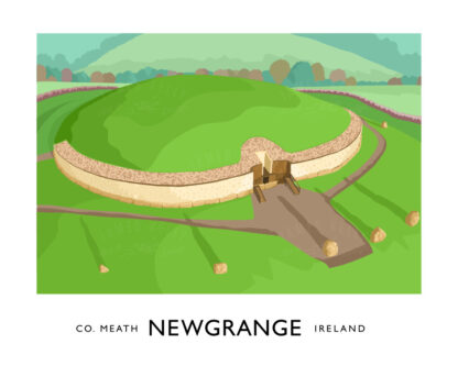 Vintage style art print of Newgrange, County Meath