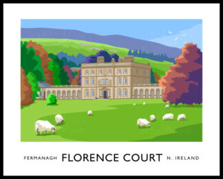 Vintage style art print of Florence Court House in County Fermanagh