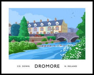Vintage style art print of Dromore, County Down.