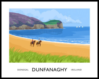 Vintage style art print of Kilahoey Strand at Dunfanaghy, County Donegal.