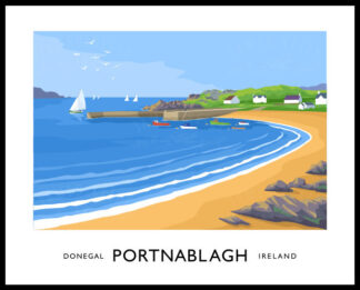 Vintage style art print of Portnablagh, County Donegal