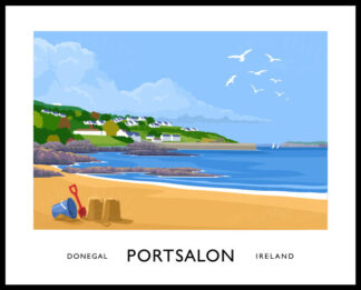 Vintage style art print of Portsalon, County Donegal