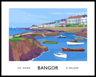 Vintage style art print of The Long Hole, Bangor, County Down