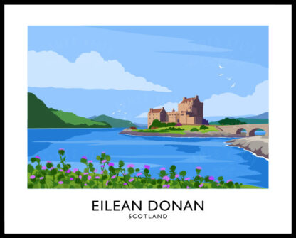 Vintage style art print of Eilean Donan Castle, Scotland