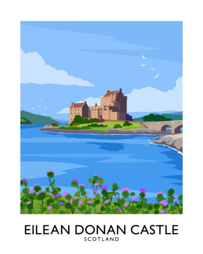 Vintage style art print of Eilean Donan Castle, Scotland