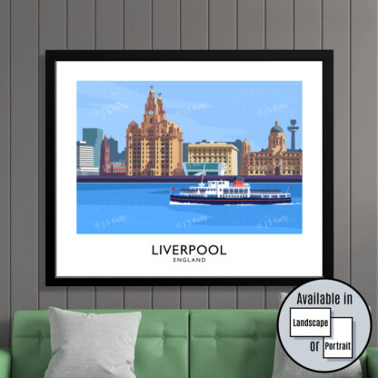 Mersey Ferry, Liverpool travel poster