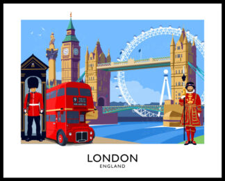 Vintage style art print of the City of London