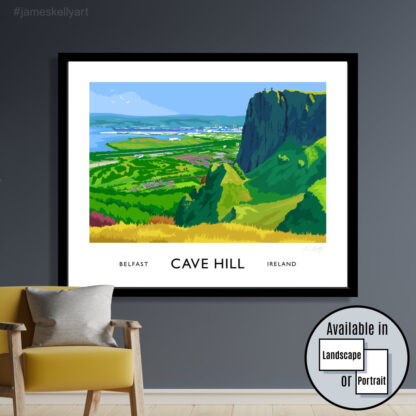 Vintage style art print of Belfast and Napoleon's Nose from Cave Hill.