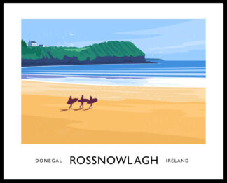 Vintage style art print of Rossnowlagh Beach in County Donegal.