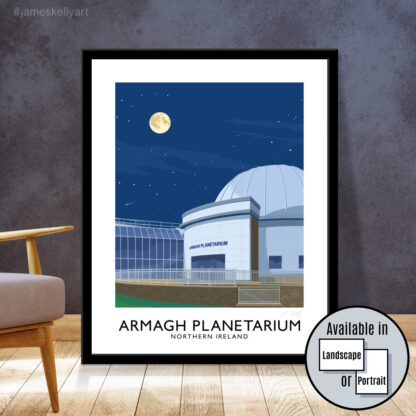 Vintage style poster art print of Armagh Planetarium