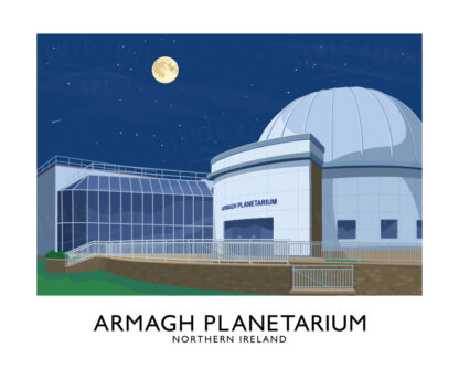 Vintage style poster art print of Armagh Planetarium