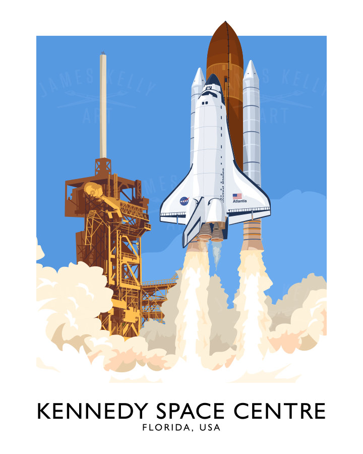 Kennedy Space Center Florida NEW NASA SPACE SHUTTLE CAPE CANAVERAL POSTER 