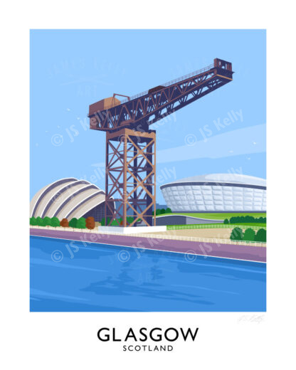 A vintage style travel poster art print of Glasgow Clyde