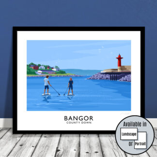 A vintage style travel paddleboards at Bangor Marina, County Down.