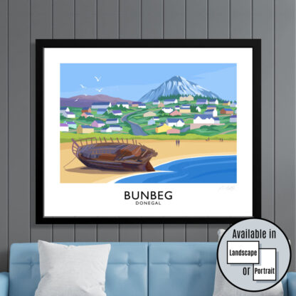 Vintage style travel poster the Bád Eddie wreck at Bunbeg in Donegal.