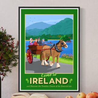 Vintage style travel poster inviting you to "Come to Ireland"