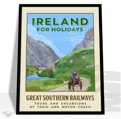 Retro poster featuring the Gap of Dunloe, Killarney