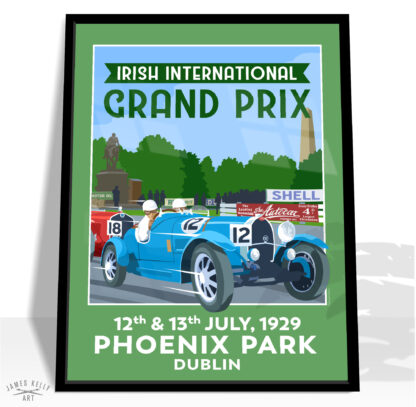 Retro poster for the 1929 Irish International GP at Phoenix Park in Dublin