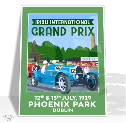 Retro poster for the 1929 Irish International GP at Phoenix Park in Dublin