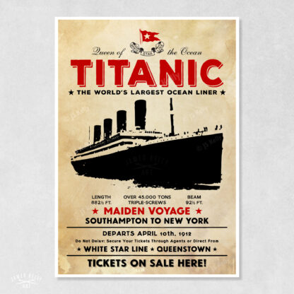 Titanic maiden voyage retro poster