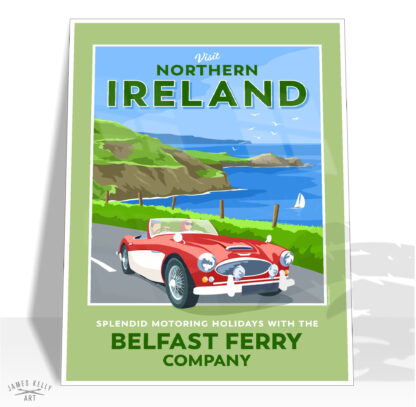 Visit Northern Ireland travel poster showcasing the Antrim coast.