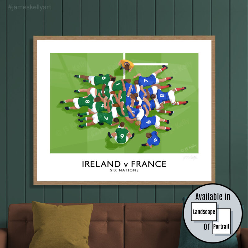 Rugby scrum wall art - Ireland vs France