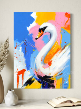"Swanning Around" original acrylic painting on wooden box panel