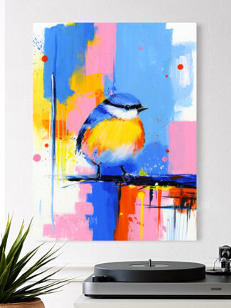 "Out of the Blue" original acrylic painting on wooden box panel