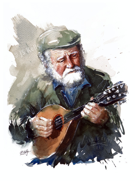 "Mandolin Magic" original watercolour painting