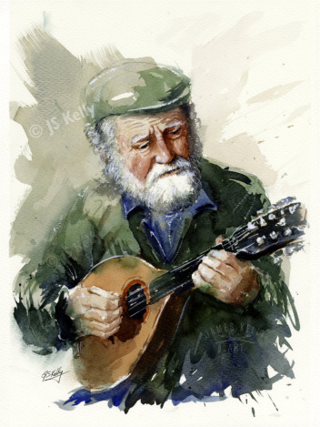 "Mandolin Magic" original watercolour painting