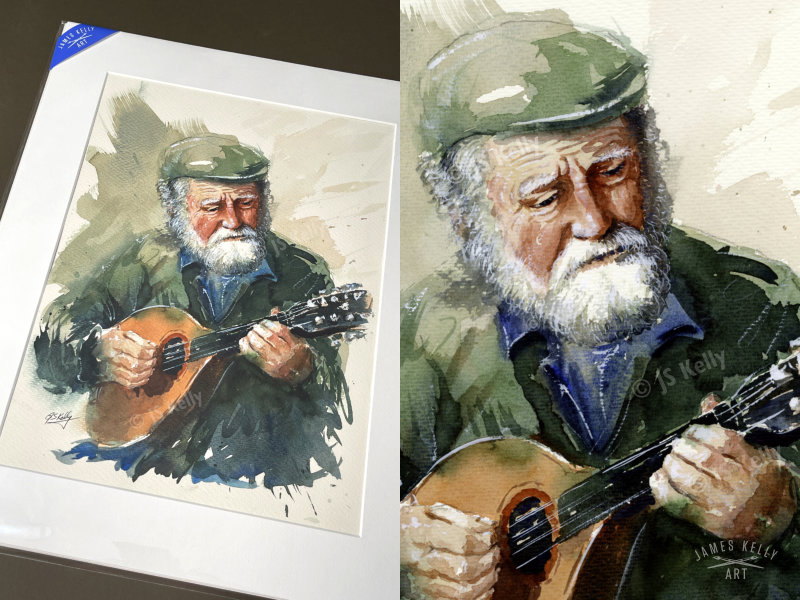 "Mandolin Magic" Art Print from watercolour painting